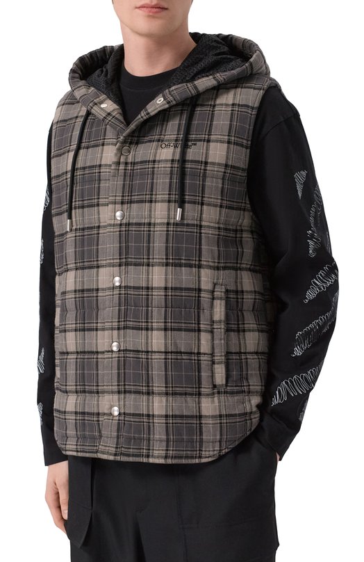 Хлопковый жилет Off-White 0MGA22BF25FAB001 Серый  0MGA22BF25FAB001 Фото 3