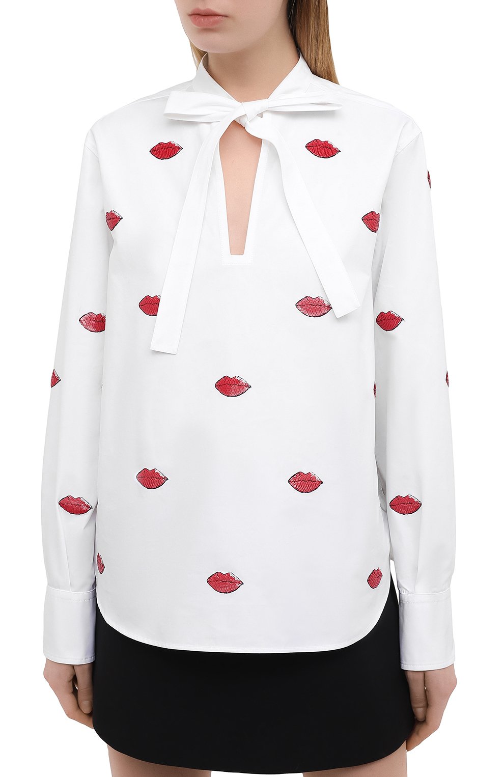 Хлопковая блузка VALENTINO белого цвета по цене 299500 руб., арт. VB3AE5G05DN, фото 3 Хлопковая блузка VALENTINO, арт. VB3AE5G05DN, фото 3