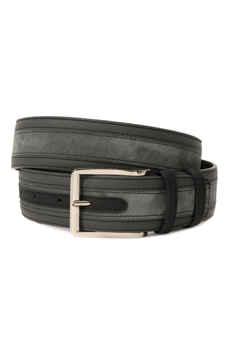Мужской замшевый ремень ARTIOLI темно-серого цвета, арт. GUIM3372/40/RUBBERIZED S0FT KID/SUEDE | Фото 1 (Нос: Не проставлено; Материал: Натуральная кожа, Замша; Случай: Повседневный)