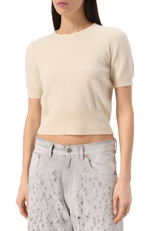 Шерстяной пуловер Maison Margiela S51HL0018/M13090 Кремовый  S51HL0018/M13090 Фото 3