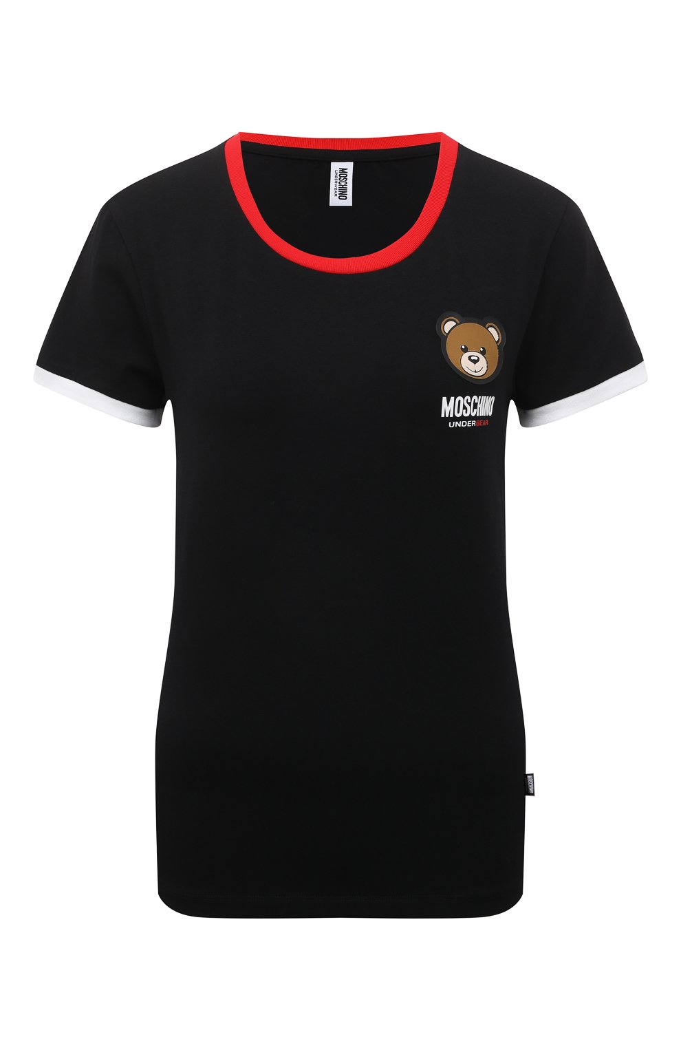 Хлопковая футболка MOSCHINO черного цвета по цене 13600 руб., арт. 232V6/V0710/4410, фото 1 Хлопковая футболка MOSCHINO, арт. 232V6/V0710/4410, фото 1