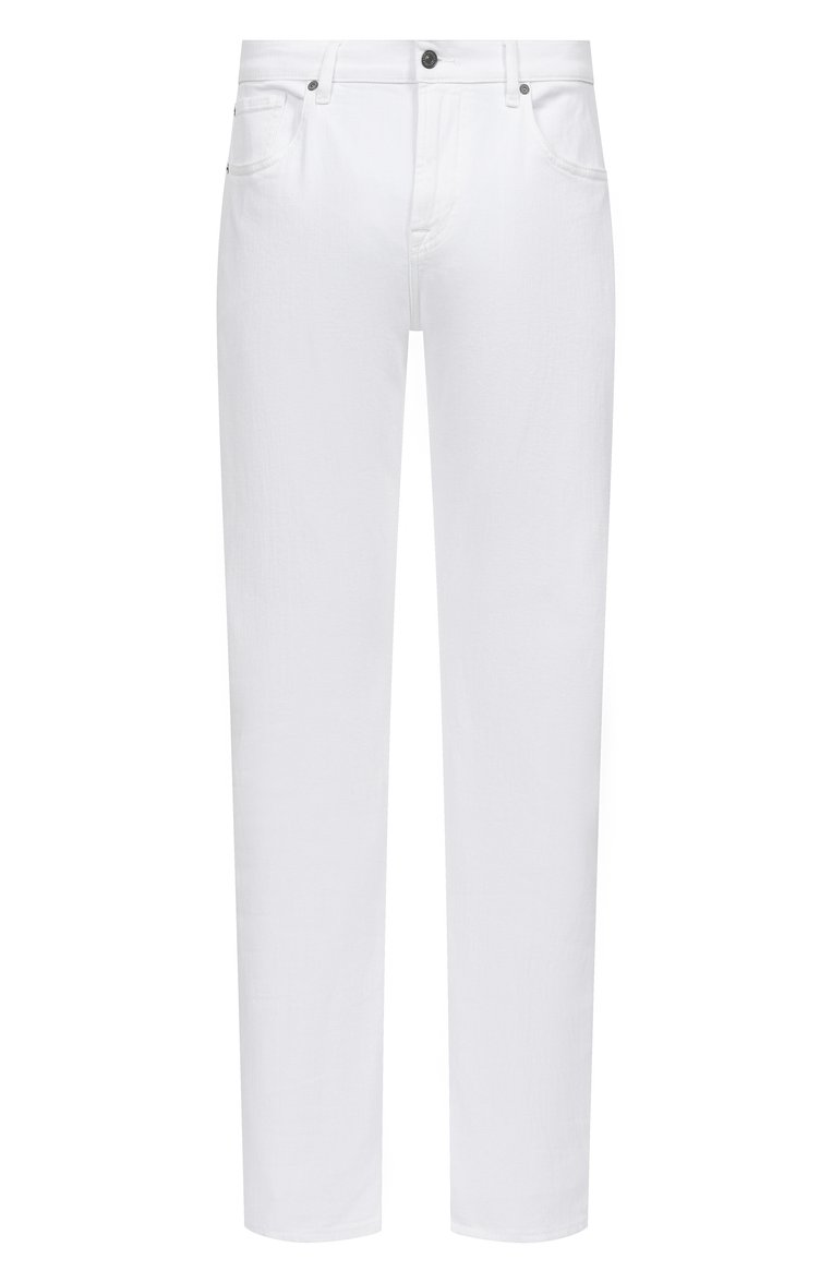 Мужские джинсы straight 7 FOR ALL MANKIND белого цвета, арт. JSSC4450PL | Фото 1 (Длина (брюки, джинсы): Стандартные; Материал внешний: Деним, Хлопок, Синтетический материал; Кросс-КТ: Деним; Силуэт М (брюки): Прямые; Стили: Повседневный; Детали: Однотонный; Автоматизация ТО: Проставлено; Автоматизация состава: Проставлено)