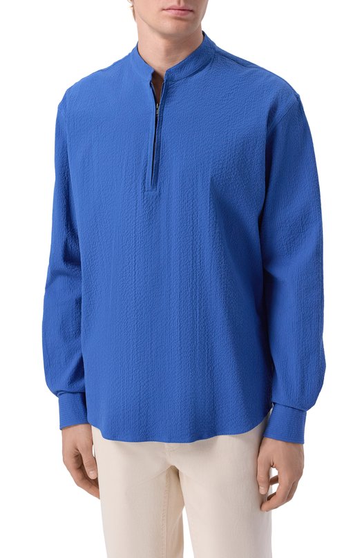 Хлопковая рубашка MVST M26.2PM.B020/F133 SEERSUCKER Синий  M26.2PM.B020/F133 SEERSUCKER Фото 3