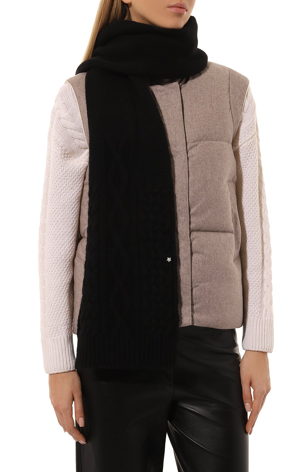 Кашемировый шарф LORENA ANTONIAZZI черного цвета по цене 58600 руб., арт. I24253SP49A/9999, фото 2 Кашемировый шарф LORENA ANTONIAZZI, арт. I24253SP49A/9999, фото 2