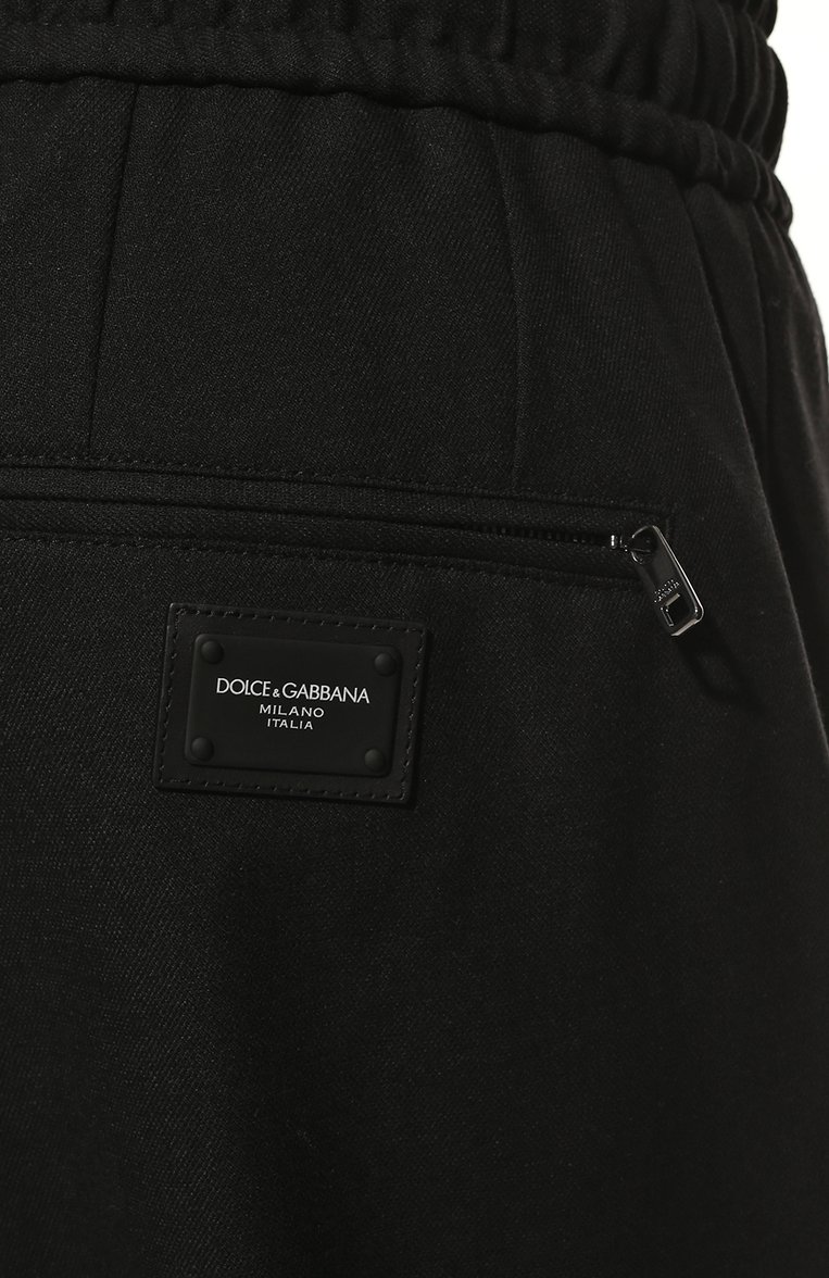 Мужские брюки из шерсти и хлопка DOLCE & GABBANA черного цвета, арт. GYACET/FUCDJ | Фото 5 (Длина (брюки, джинсы): Стандартные; Big photo: Big photo; Материал внешний: Шерсть, Синтетический материал; Случай: Повседн�евный; Статус проверки: Проверена категория; Стили: Кэжуэл; Автоматизация Diginetica: Не назначено; Автоматизация состава: Проставлено; Автоматизация ТО: Проставлено)