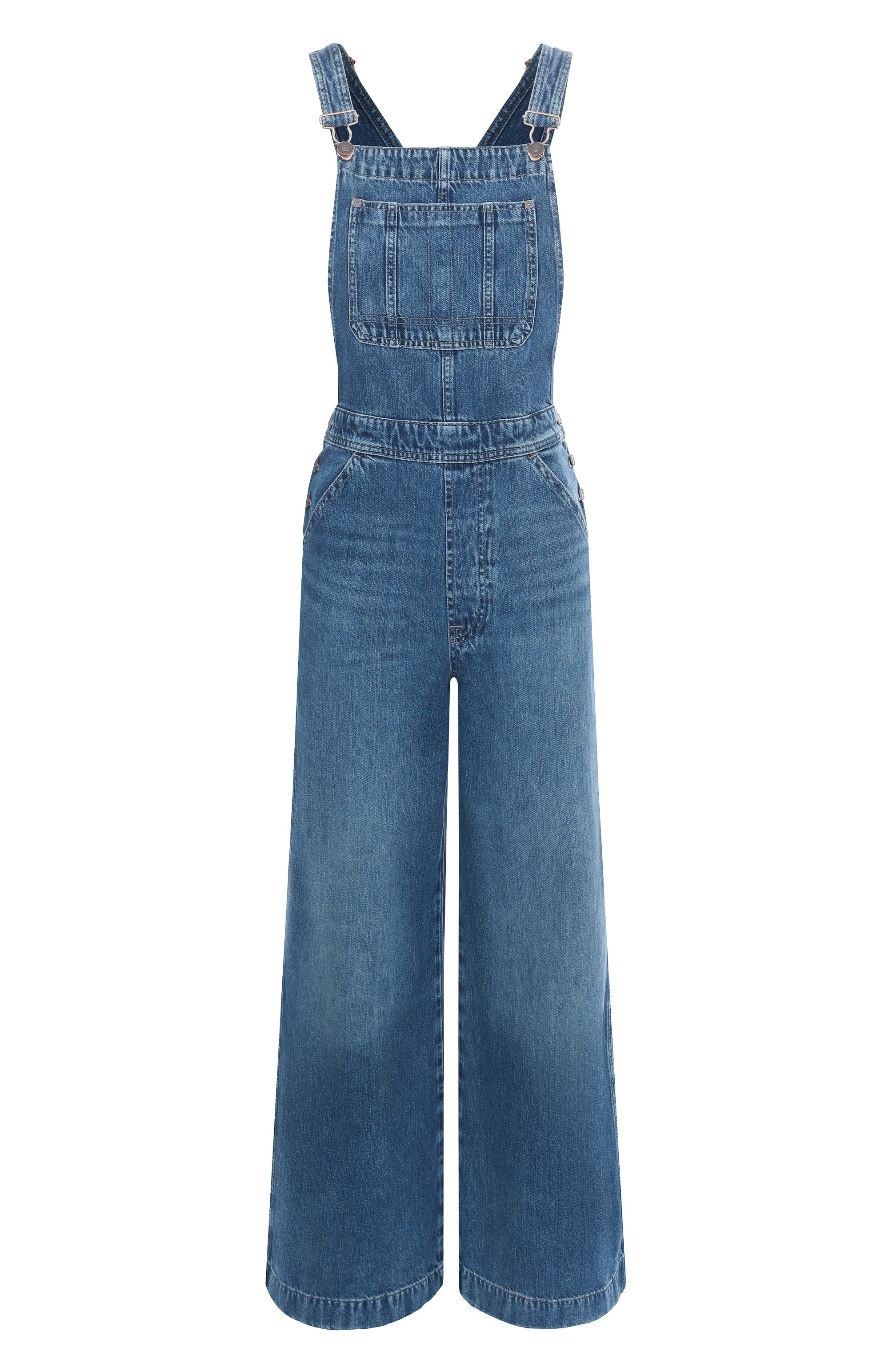 Джинсовый комбинезон dungarees 7 FOR ALL MANKIND синего цвета по цене 35100 руб., арт. 7U022555JSE, фото 1 Джинсовый комбинезон dungarees 7 FOR ALL MANKIND, арт. 7U022555JSE, фото 1