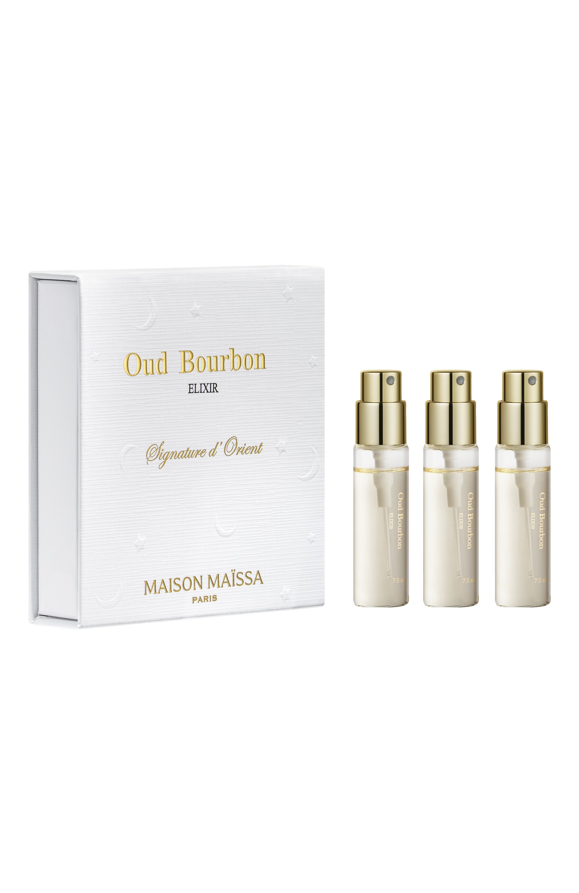 Парфюмерный набор oud bourbon (3x7,5ml) MAISON MAISSA бесцветного цвета по цене 8970 руб., арт. 3760368503502, фото 1 Парфюмерный набор oud bourbon (3x7,5ml) MAISON MAISSA, арт. 3760368503502, фото 1