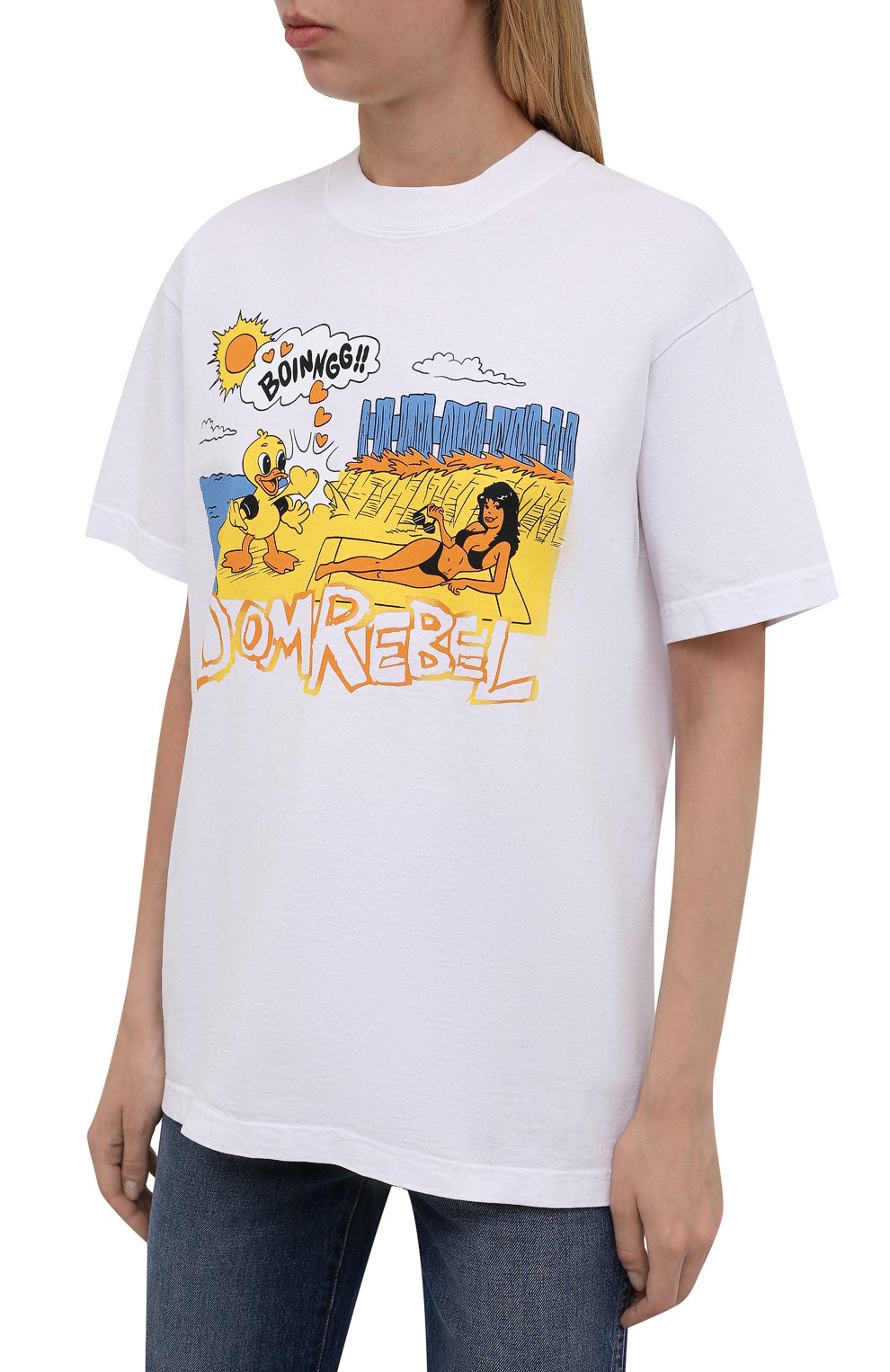 Хлопковая футболка DOMREBEL белого цвета по цене 14200 руб., арт. BEACH/B0X T/W, фото 3 Хлопковая футболка DOMREBEL, арт. BEACH/B0X T/W, фото 3