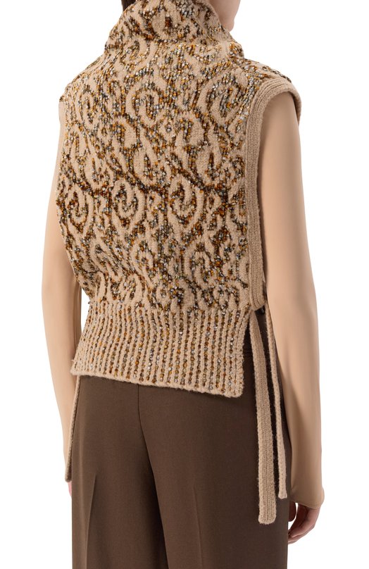 Жилет из шерсти и вискозы Dries Van Noten 011247-2734-103 Бежевый  011247-2734-103 Фото 4
