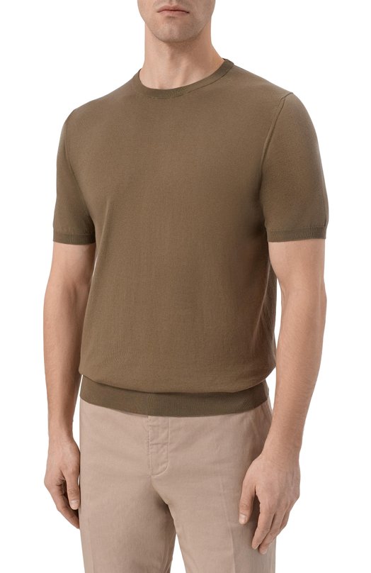 Хлопковый джемпер Kiton UMKXX37K356 Коричневый  UMKXX37K356 Фото 3