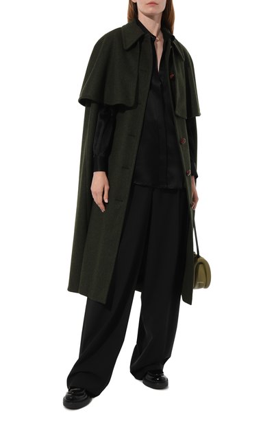 Шерстяной кейп GUCCI темно-зеленого цвета по цене 317000 руб., арт. 643309 Z8AMU, фото 2 Шерстяной кейп GUCCI, арт. 643309 Z8AMU, фото 2