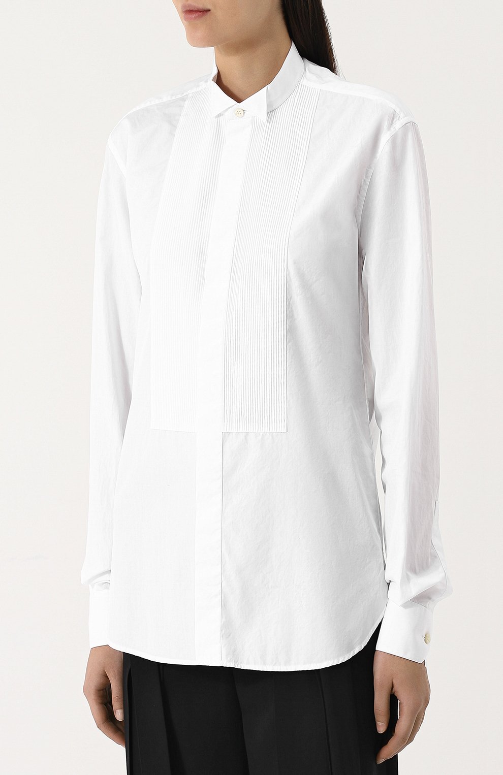 Однотонная хлопковая блуза свободного кроя SAINT LAURENT, арт. 505321/Y216W, фото 3