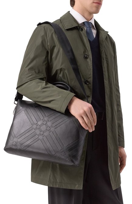 Мужской портфель BURBERRY черного цвета, арт. 8101921 | Фото 2 (Ремень/цепочка: На ремешке; Материал сплава: Проставлено; Размер: large; Материал: Натуральная кожа; Драгоценные камни: Проставлено)