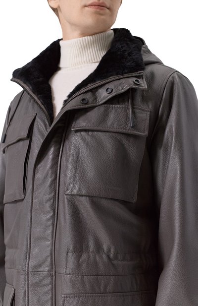 Кожаная парка с подкладкой из бобра MVST, арт. M25.1PM.0007/CERV0 SILKY, фото 5