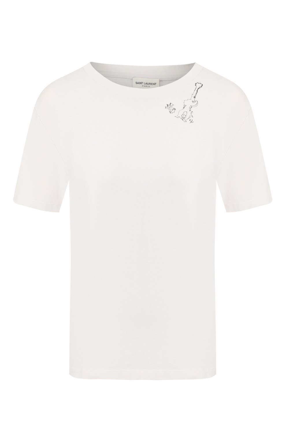 Хлопковая футболка SAINT LAURENT белого цвета по цене 41950 руб., арт. 605366/YBQJ2, фото 1 Хлопковая футболка SAINT LAURENT, арт. 605366/YBQJ2, фото 1