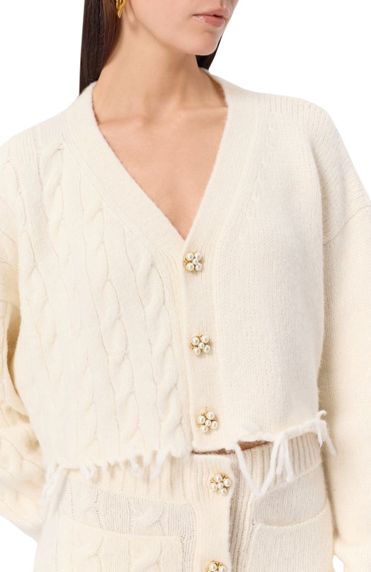 Шерстяной кардиган VETEMENTS WA65KN276C/2901 KNIT Кремовый  WA65KN276C/2901 KNIT Фото 5