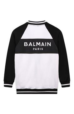 Детский кардиган BALMAIN черно-белого цвета, арт. BU4A40 | Фото 2 (Рукава: Длинные; Материал внешний: Синтетический материал, Хлопок, Вискоза; Мальчики Кросс-КТ: Кардиган-одежда; Материал сплава: Проставлено; Драгоценные камни: Проставлено; Ростовка одежда: 12 лет | 152 см, 13 - 15 лет | 158 см, 16 лет | 164 см, 8 лет | 128 см, 10 - 11 лет | 140 - 146см)