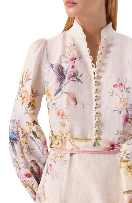 Льняное платье Zimmermann 9143DC261 Кремовый  9143DC261 Фото 4