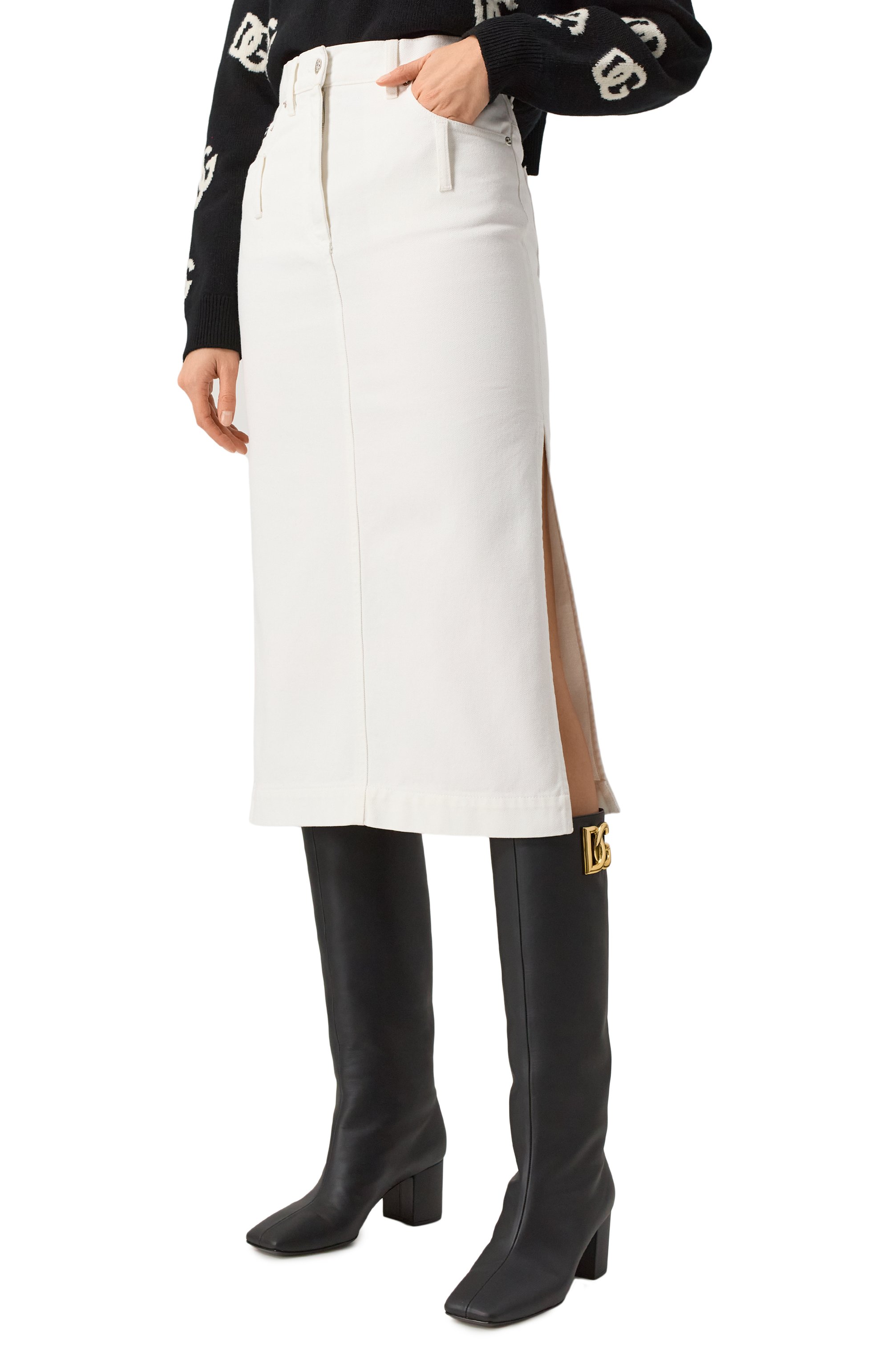 Джинсовая юбка DOLCE & GABBANA белого цвета по цене 79150 руб., арт. F4CP1D/G8KZ4, фото 3 Джинсовая юбка DOLCE & GABBANA, арт. F4CP1D/G8KZ4, фото 3