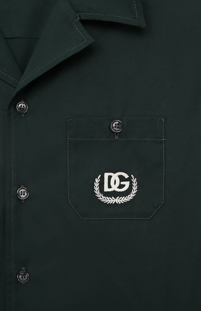 Хлопковая рубашка DOLCE & GABBANA темно-зеленого цвета по цене 39950 руб., арт. L43S74/G7N10, фото 3 Хлопковая рубашка DOLCE & GABBANA, арт. L43S74/G7N10, фото 3