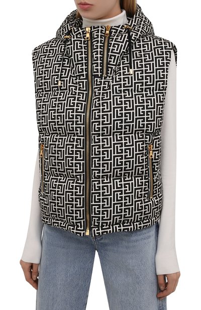 Пуховый жилет BALMAIN черно-белого цвета по цене 214500 руб., арт. WF1T0009/I710, фото 3 Пуховый жилет BALMAIN, арт. WF1T0009/I710, фото 3