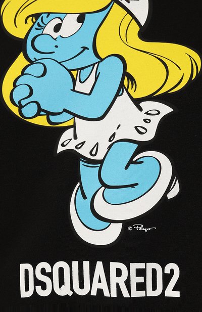 Хлопковая футболка dsquared2 x the smurfs DSQUARED2 черного цвета по цене 32750 руб., арт. S73GC0287/S24558, фото 5 Хлопковая футболка dsquared2 x the smurfs DSQUARED2, арт. S73GC0287/S24558, фото 5