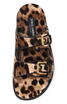 Женские комбинированные шлепанцы DOLCE & GABBANA леопардового цвета, арт. CQ0632/A6L97 | Фото 6 (Материал внешний: Текстиль, Натуральная кожа; Подошва: Плоская; Материал внутренний: Натуральная кожа; Размерность: Идёт в размер; Автоматизация ТО: Проставлено; Автоматизация состава: Проставлено)