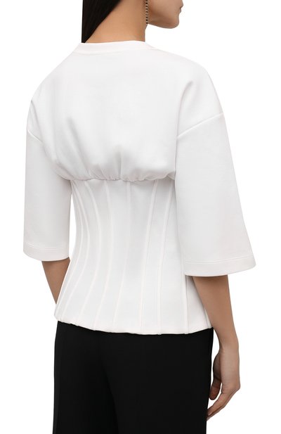 Хлопковый пуловер DOLCE & GABBANA белого цвета по цене 96450 руб., арт. F8N59T/HU7H9, фото 4 Хлопковый пуловер DOLCE & GABBANA, арт. F8N59T/HU7H9, фото 4