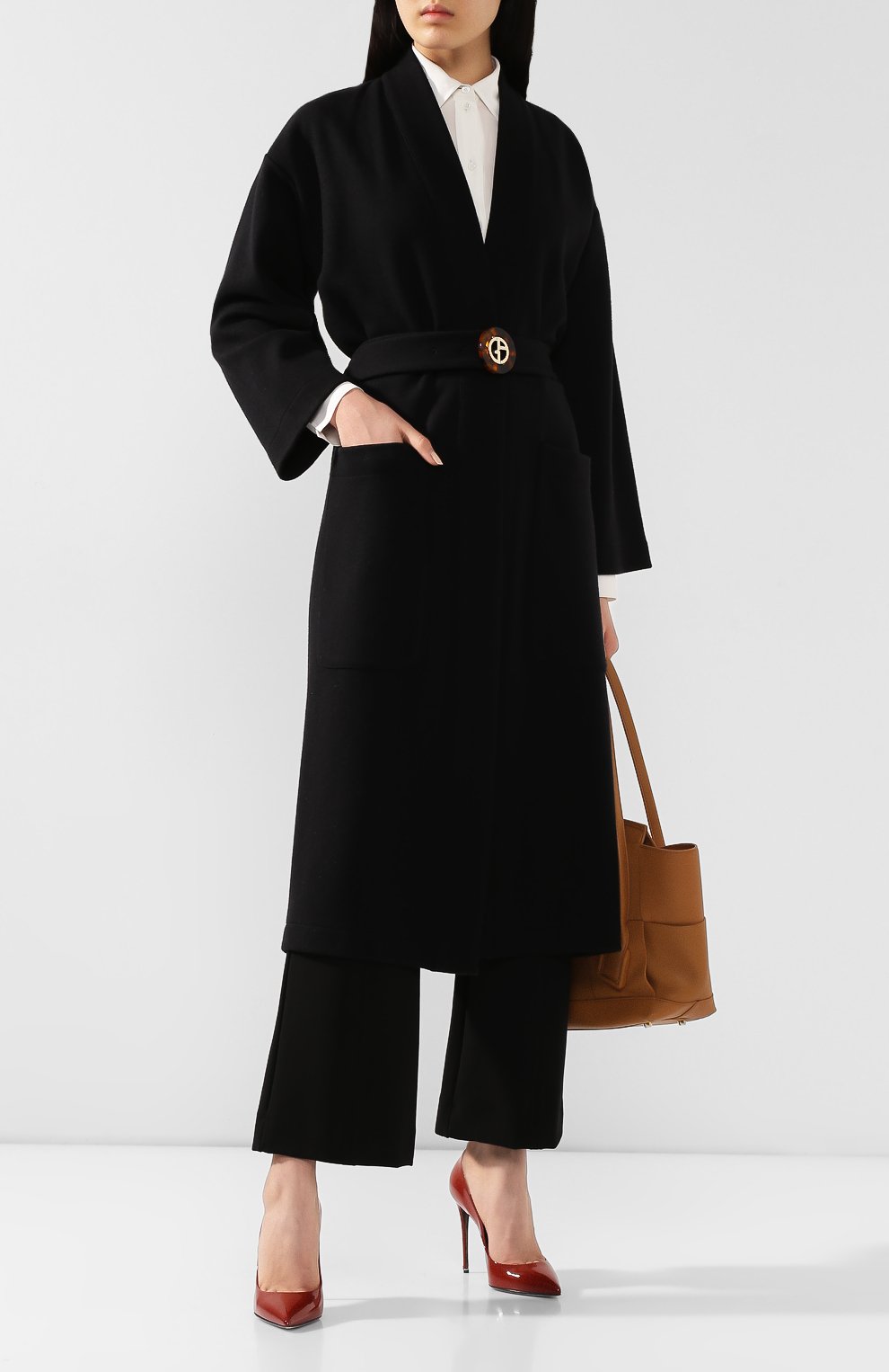 Пальто из смеси кашемира и шерсти GIORGIO ARMANI черного цвета по цене 580500 руб., арт. 3HAL50/AJNPZ, фото 2 Пальто из смеси кашемира и шерсти GIORGIO ARMANI, арт. 3HAL50/AJNPZ, фото 2
