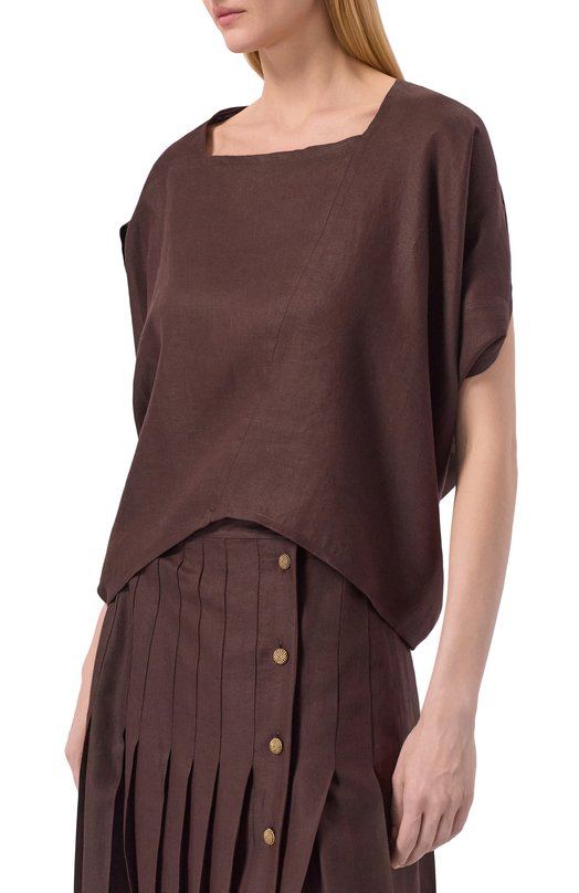 Льняной топ Loro Piana FAP2894 Коричневый  FAP2894 Фото 3