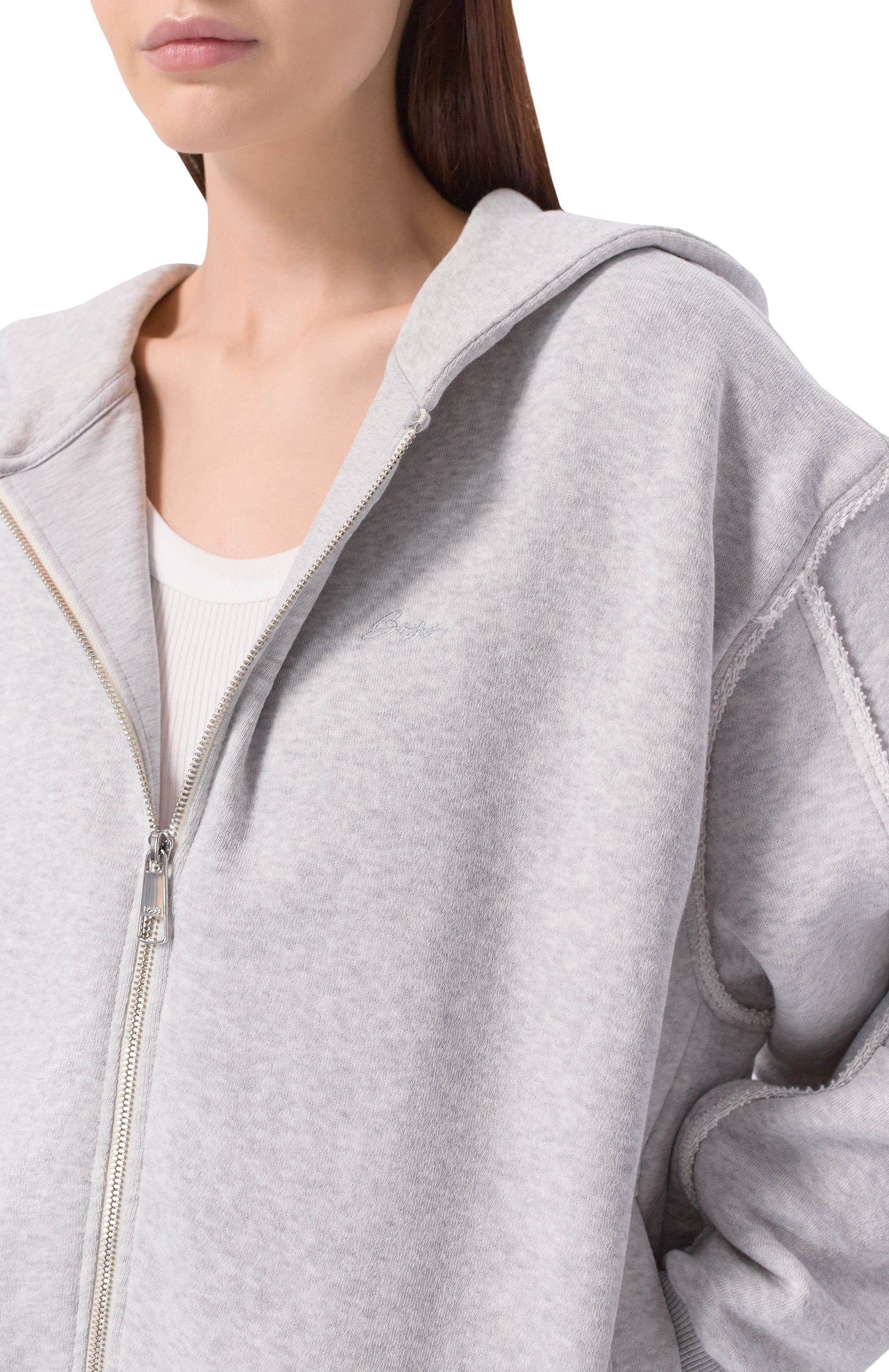 Хлопковая толстовка BOSS ORANGE серого цвета по цене 23350 руб., арт. 50554266, фото 5 Хлопковая толстовка BOSS ORANGE, арт. 50554266, фото 5