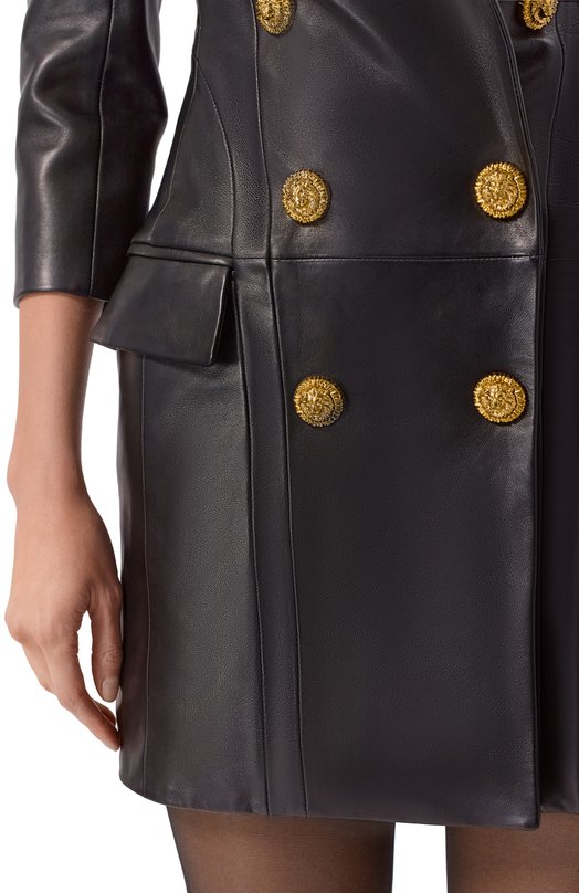Кожаное платье Balmain FF0R9391/LD63 Чёрный  FF0R9391/LD63 Фото 5