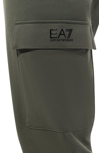 Хлопковые джоггеры EA7 хаки цвета по цене 11700 руб., арт. 8NPP59/PJ05Z, фото 5 Хлопковые джоггеры EA7, арт. 8NPP59/PJ05Z, фото 5