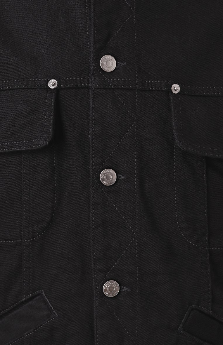 Мужская джинсовая куртка DSQUARED2 черного цвета, арт. S79AM0078/S30564 | Фото 6 (Рукава: Длинные; Материал сплава: Проставлено; Драгоценные камни: Проставлено; Длина (верхняя одежда): Короткие; Материал внешний: Деним, Хлопок; Кросс-КТ: Деним, Легкие; Стили: Кэжуэл)