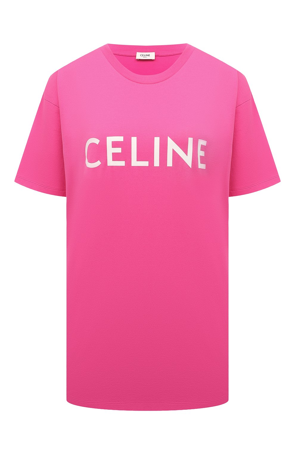Хлопковая футболка CELINE розового цвета по цене 46100 руб., арт. 2X764501F, фото 1 Хлопковая футболка CELINE, арт. 2X764501F, фото 1