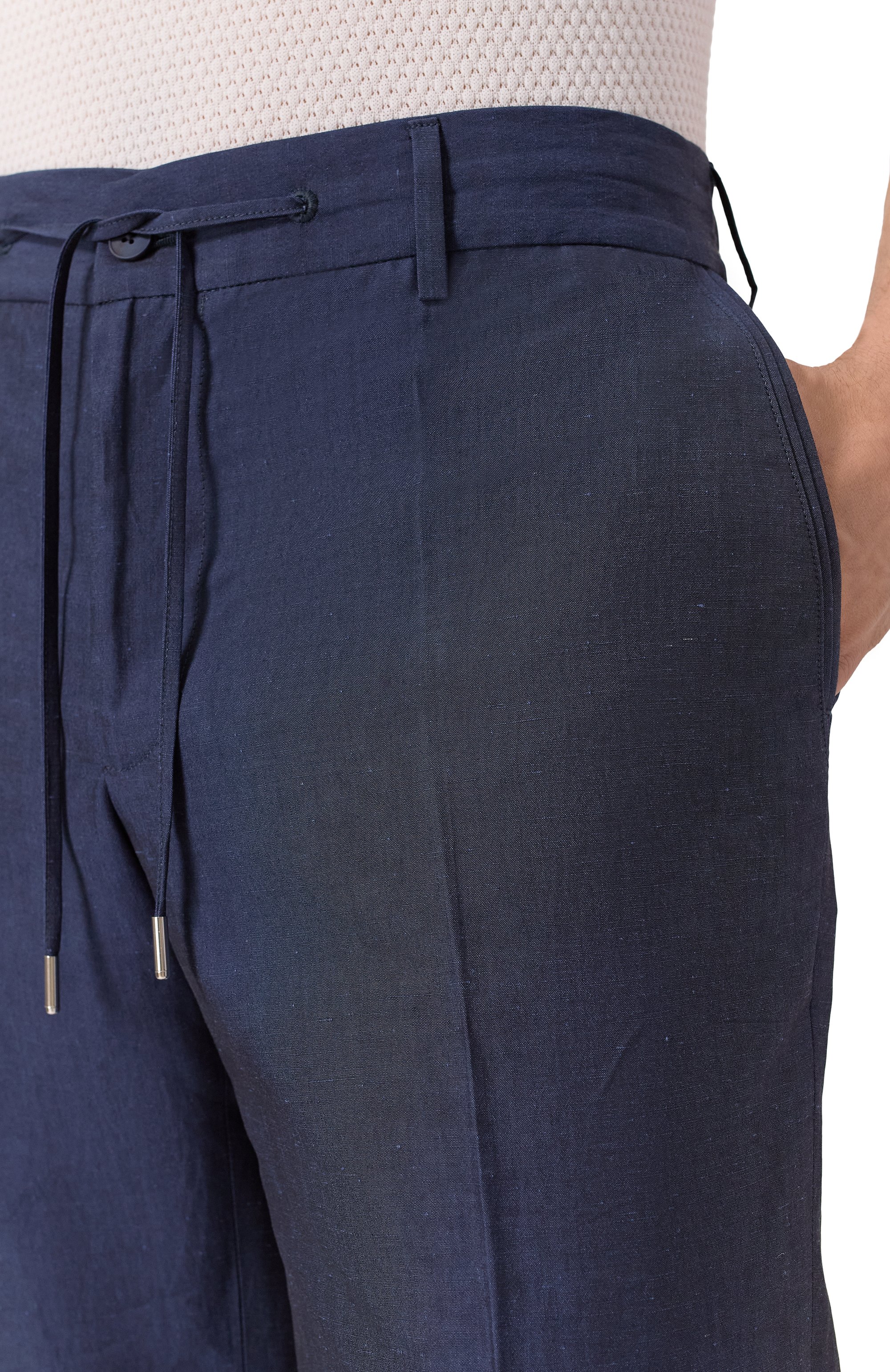 Брюки из хлопка и льна MVST темно-синего цвета по цене 74350 руб., арт. MKATTY22/802, фото 5 Брюки из хлопка и льна MVST, арт. MKATTY22/802, фото 5