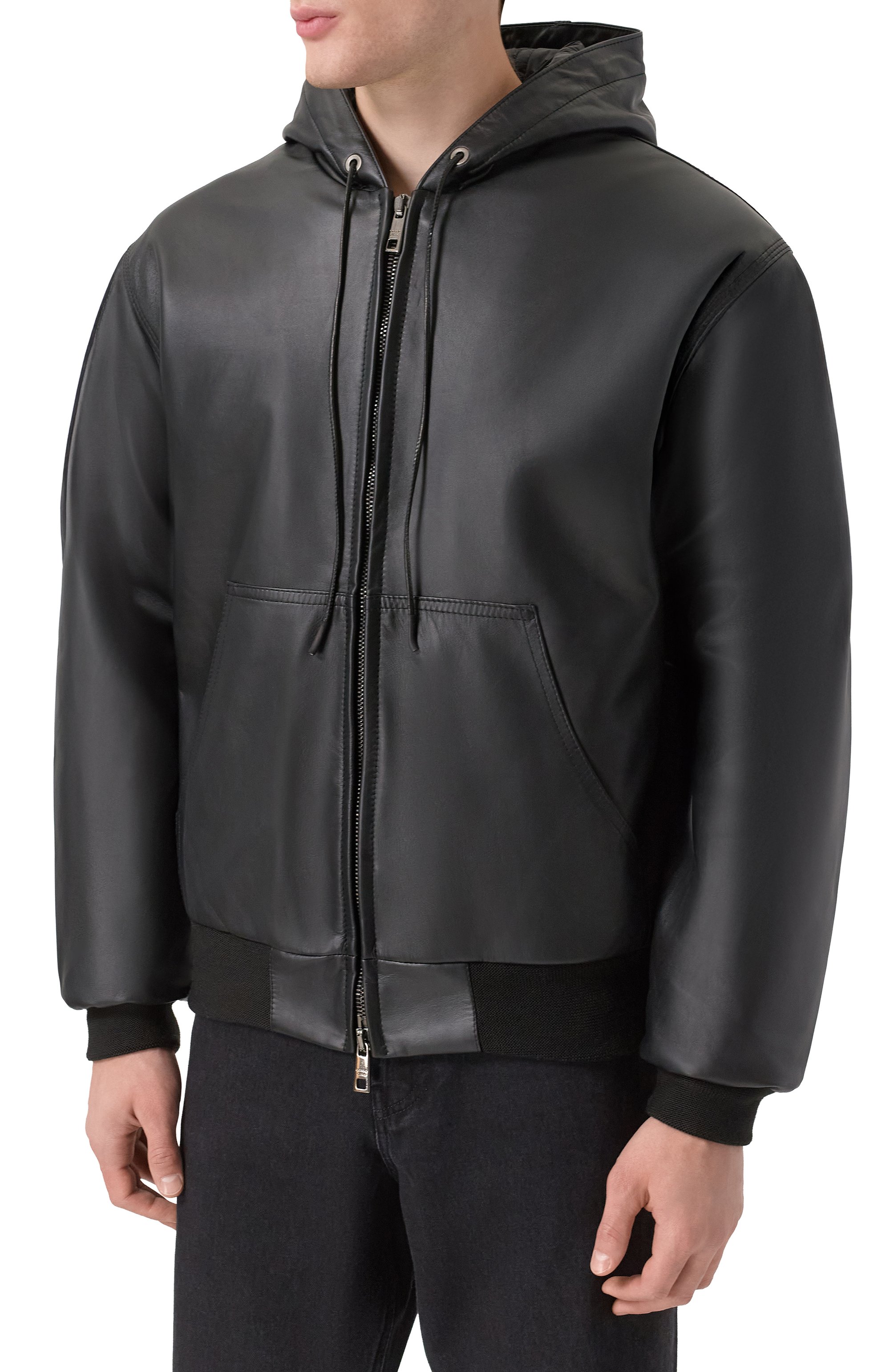 Кожаный бомбер GIORGIO BRATO черного цвета по цене 198000 руб., арт. GU26F26012NAPSTM, фото 3 Кожаный бомбер GIORGIO BRATO, арт. GU26F26012NAPSTM, фото 3