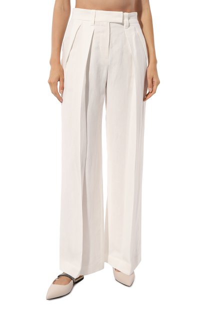 Брюки из вискозы и льна BRUNELLO CUCINELLI кремового цвета по цене 155500 руб., арт. MH126P8512, фото 3 Брюки из вискозы и льна BRUNELLO CUCINELLI, арт. MH126P8512, фото 3