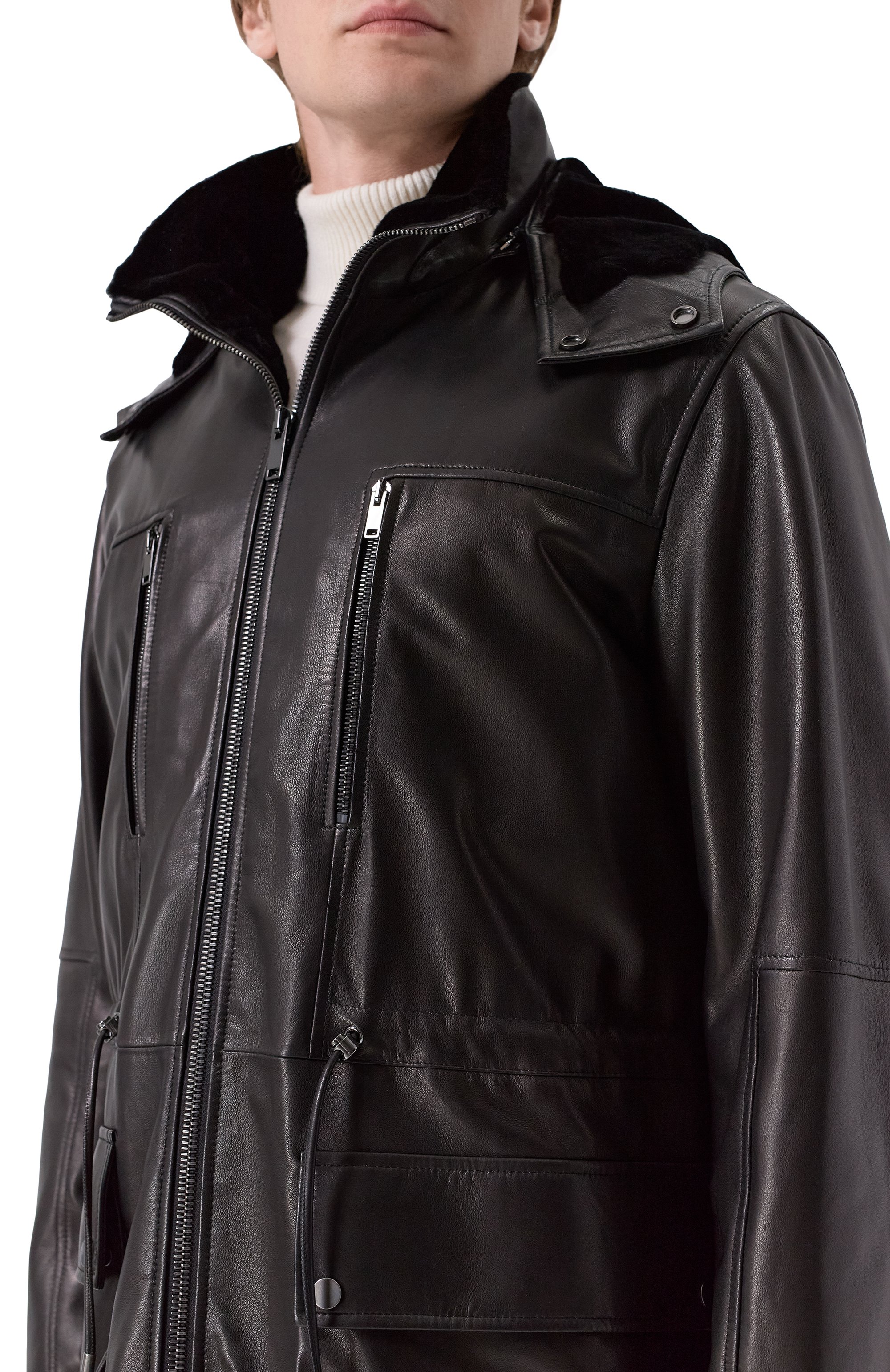 Кожаная парка с подкладкой из норки MVST, арт. M25.1PM.0006/CREAM NAPA, фото 5