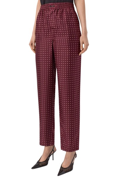 Шелковые брюки SAINT LAURENT бордового цвета по цене 316000 руб., арт. 870159/Y6K08, фото 3 Шелковые брюки SAINT LAURENT, арт. 870159/Y6K08, фото 3