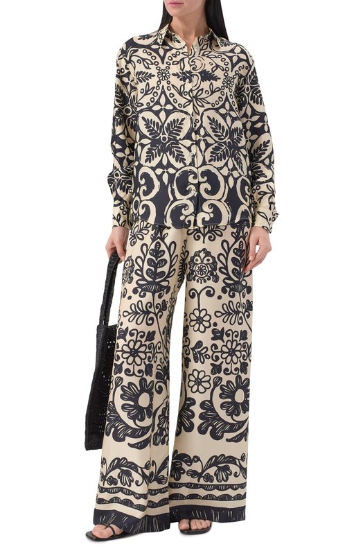 Шелковые брюки Maurizio W01010381 Бежевый  W01010381 Фото 2