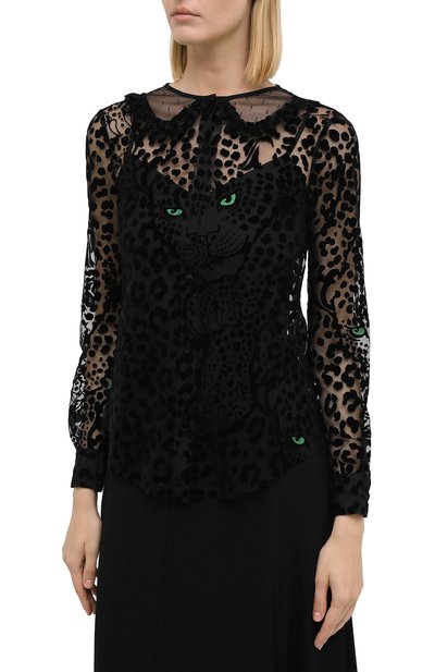 Блузка REDVALENTINO черного цвета по цене 42750 руб., арт. UR3AB01C/5AP, фото 3 Блузка REDVALENTINO, арт. UR3AB01C/5AP, фото 3