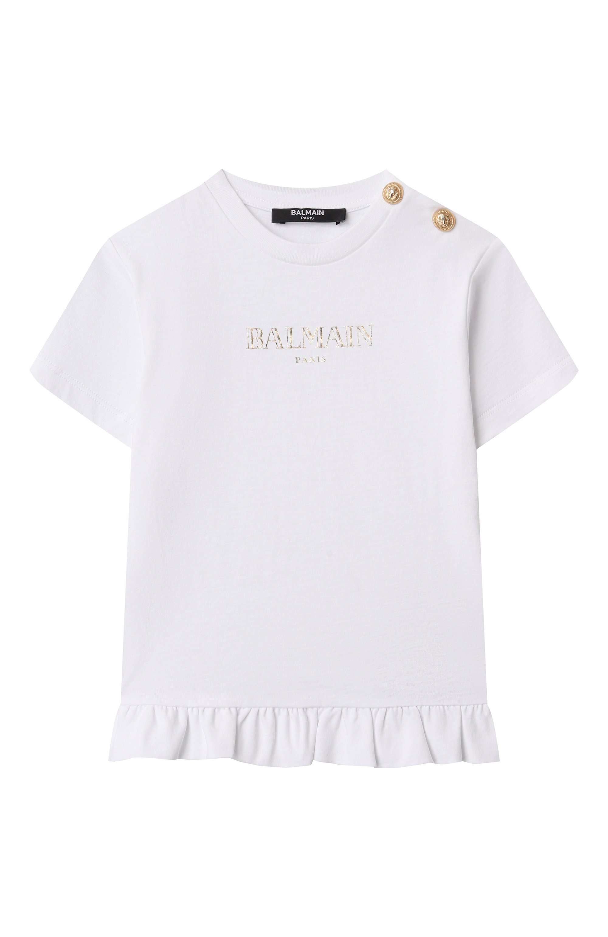 Хлопковая футболка BALMAIN белого цвета по цене 20700 руб., арт. BW8051., фото 1 Хлопковая футболка BALMAIN, арт. BW8051., фото 1