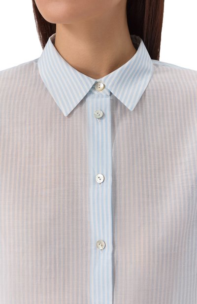 Рубашка из хлопка и шелка 12 STOREEZ голубого цвета по цене 16000 руб., арт. 132624, фото 5 Рубашка из хлопка и шелка 12 STOREEZ, арт. 132624, фото 5