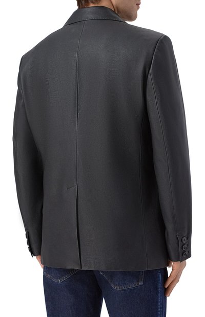Кожаный пиджак MVST черного цвета по цене 489500 руб., арт. M25.1PM.J004/BIG SIZE/CERV0 SILKY, фото 4 Кожаный пиджак MVST, арт. M25.1PM.J004/BIG SIZE/CERV0 SILKY, фото 4
