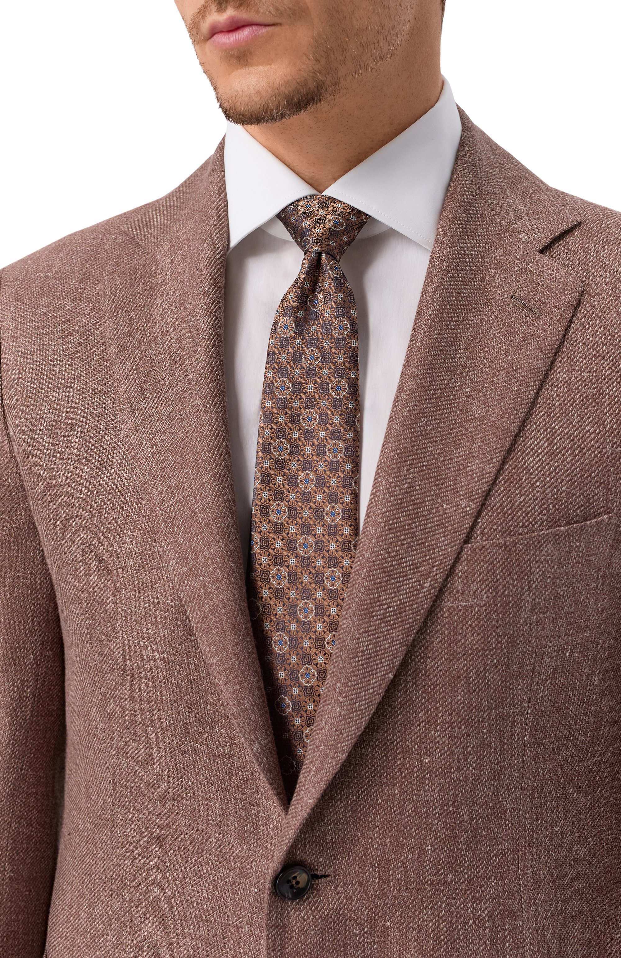 Шелковый галстук CANALI коричневого цвета по цене 21450 руб., арт. 18/HJ04491, фото 2 Шелковый галстук CANALI, арт. 18/HJ04491, фото 2