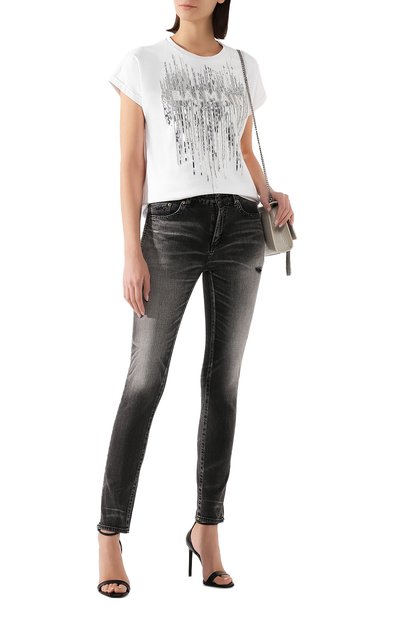 Хлопковая футболка BALMAIN белого цвета по цене 118500 руб., арт. TF01351/P040, фото 2 Хлопковая футболка BALMAIN, арт. TF01351/P040, фото 2