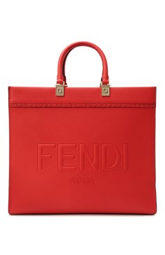 Женская сумка-тоут sunshine medium FENDI красного цвета, арт. 8BH386/AQF5 | Фото 1 (Материал: Натуральная кожа; Размер: medium)