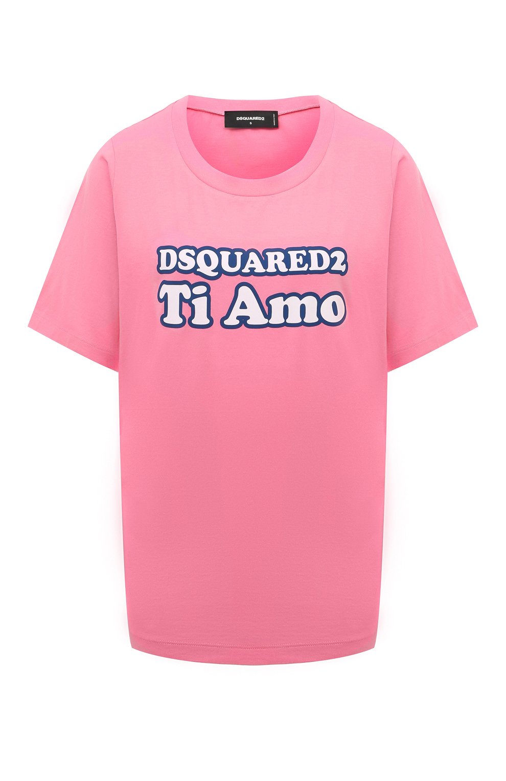 Хлопковая футболка DSQUARED2 розового цвета по цене 21050 руб., арт. S75GD0390/S24668, фото 1 Хлопковая футболка DSQUARED2, арт. S75GD0390/S24668, фото 1