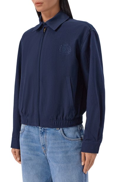 Хлопковый бомбер SPORTY AND RICH темно-синего цвета по цене 43600 руб., арт. 0W02876243BL106, фото 3 Хлопковый бомбер SPORTY AND RICH, арт. 0W02876243BL106, фото 3
